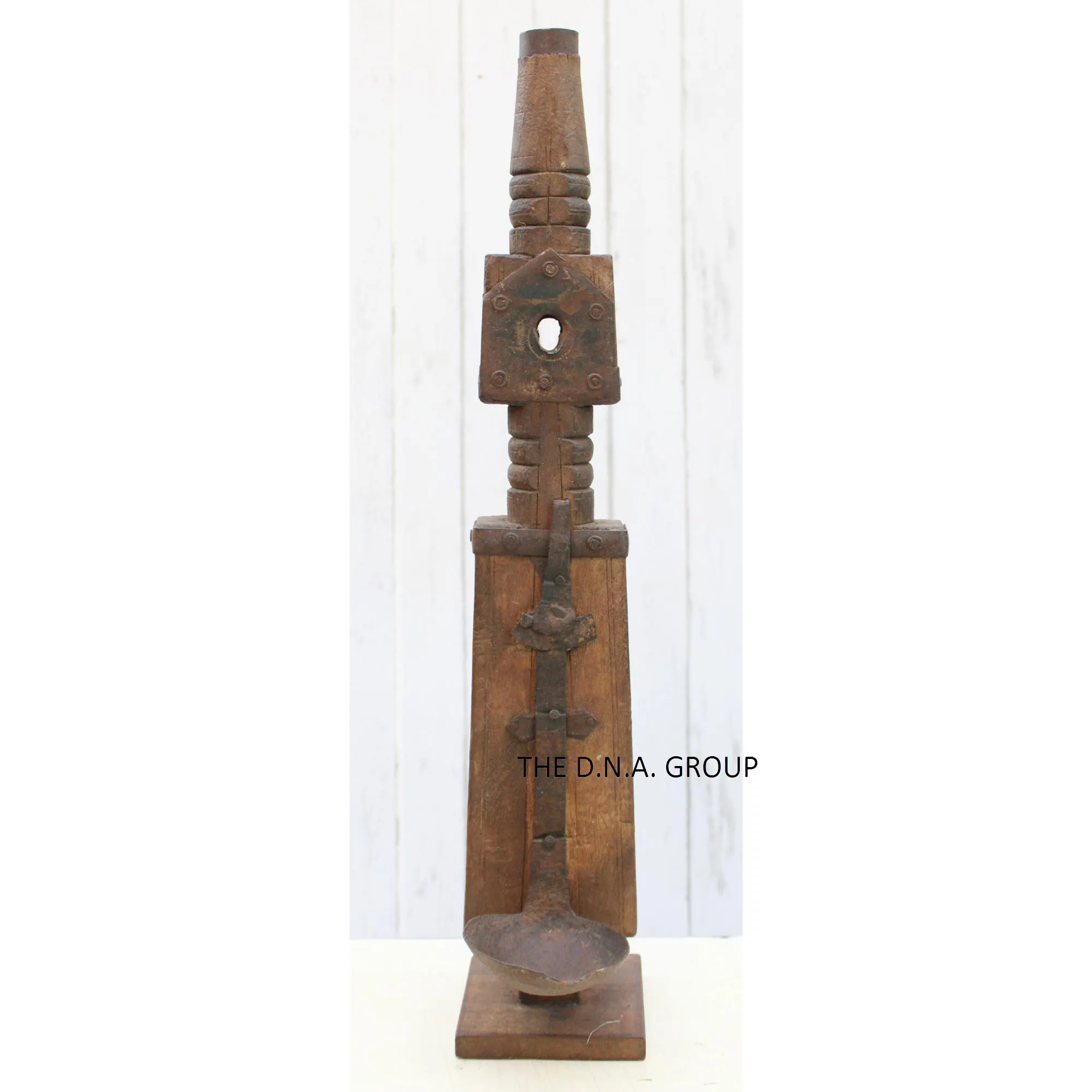 Candelabro de hierro de madera para decoración del hogar, soporte de hierro antiguo