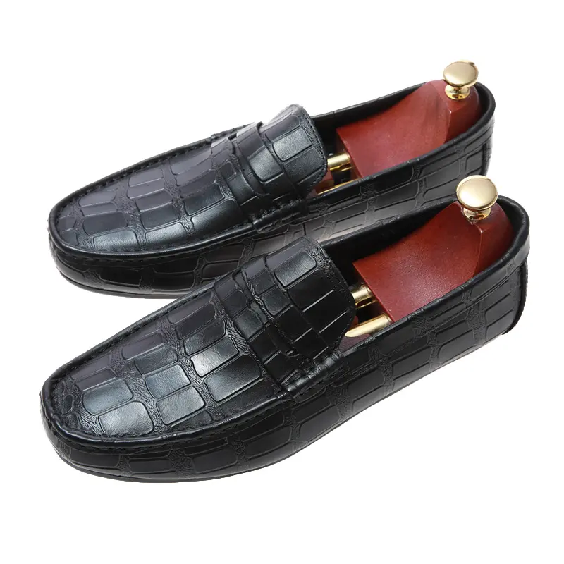 Sapatênis de couro de primeira classe, loafer de couro de qualidade, liso, respirável, macio, antiderrapante para homens