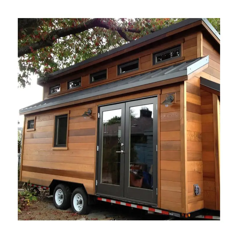 Pré-fabricada moderna Austrália Nova Zelândia EUA projetado Mobile Tiny House Cabin on wheels trailer madeira pequena casa kit set