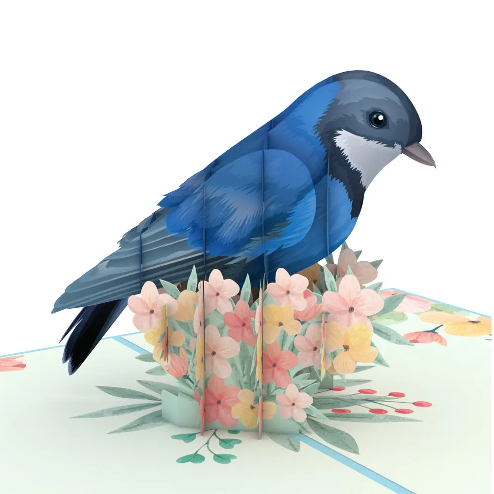 Beste Verkäufer Valentine Geburtstag Frühling Blau Vogel 3D Pop Up Karte