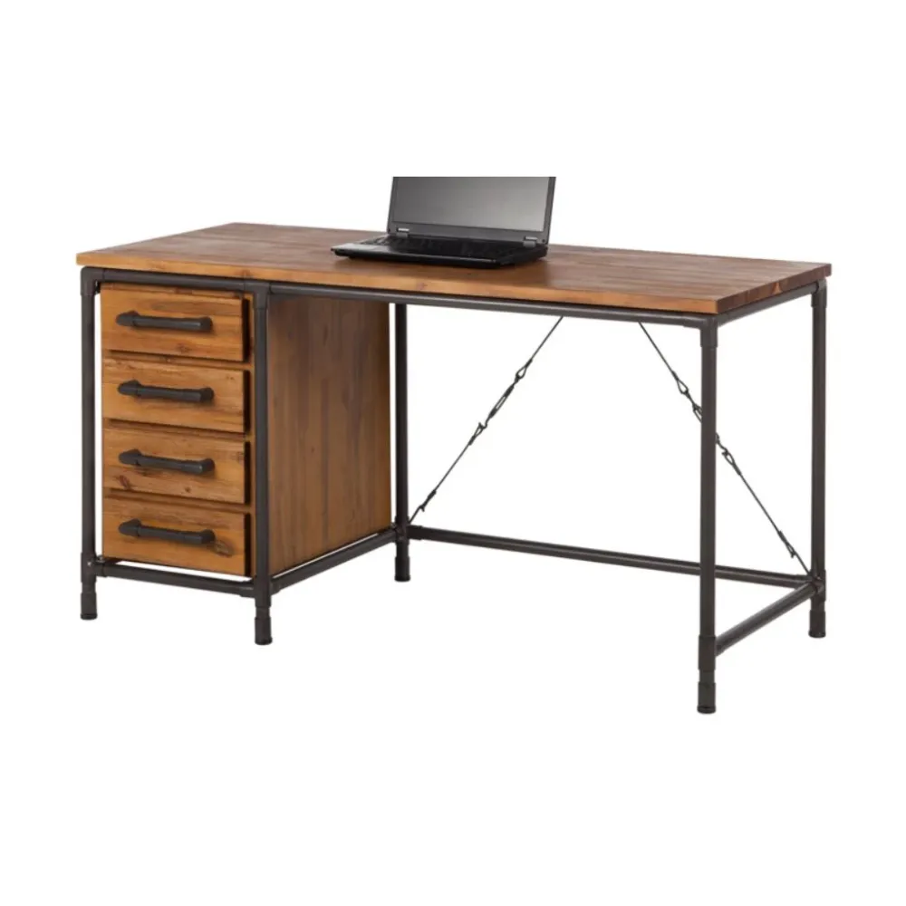 Modern Industrial Office desk Wooden furniture Table With 4-Tiers storage holders Shelves Office furniture computer For Office