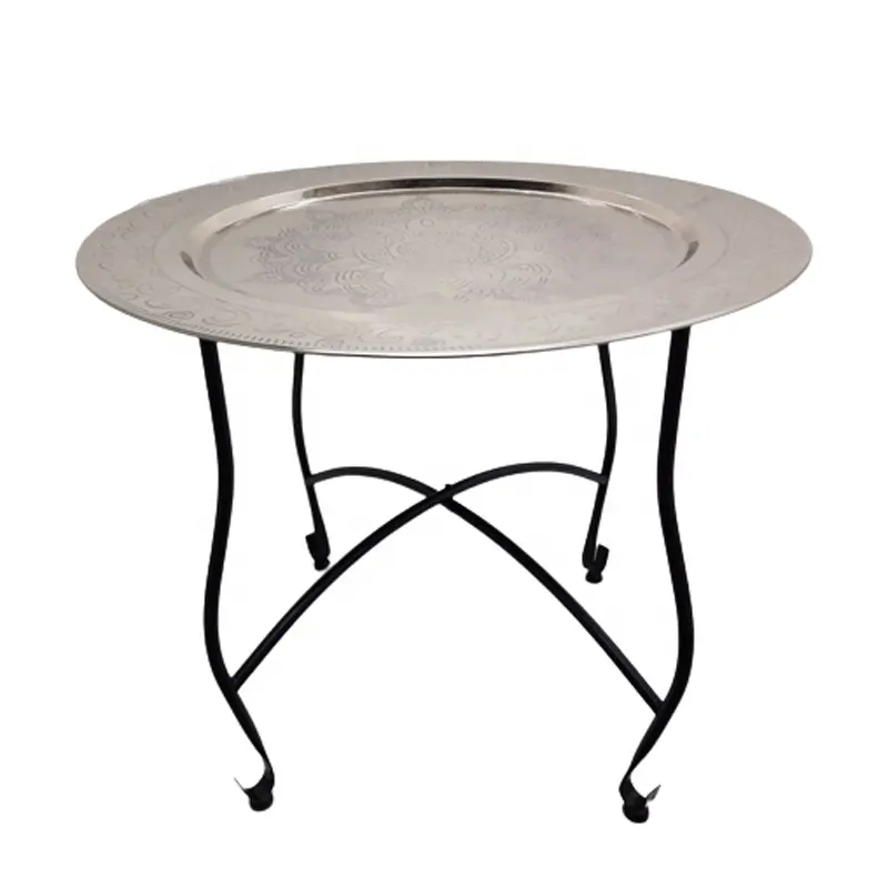 Móveis de mesa redondos de metal para mesa de serviço, acessórios de mesa de estar em níquel preto, acessórios artesanais para homens, novidade