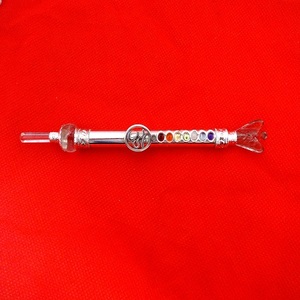 Doğal kristal kuvars melek yedi çakra şifa çubuğu Feng Shui tarzı oyma akik küçük OM sembol taş infüzyon ile - Product Image 1