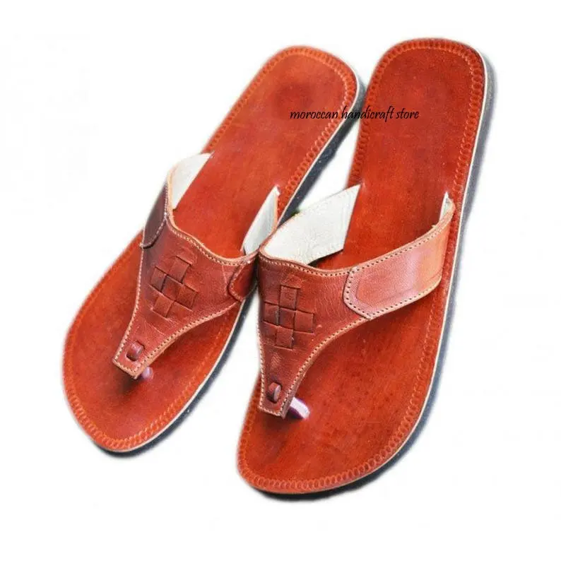 Hecho a mano, zapatillas de cuero hecho en Marruecos impresionante diseño flip flop