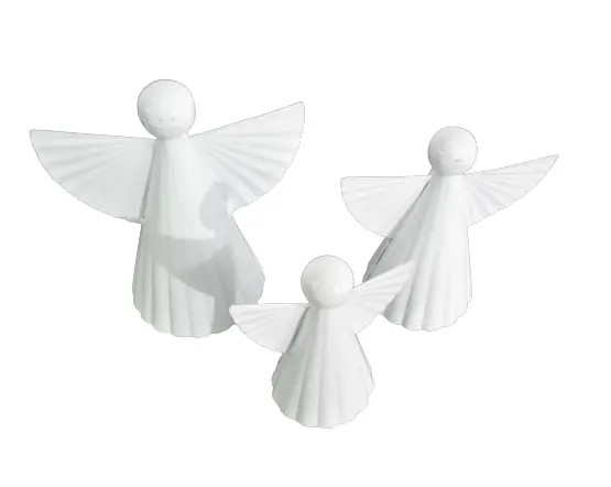 Conjunto de anjo de decoração de natal, conjunto de 3 tabelas de alta qualidade branca e metálica