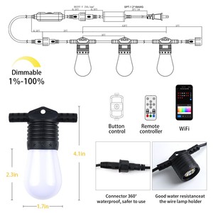 最新の48FT15電球パーティーホリデーストリングライトポイントコントロールtuyaWiFi & BLEスマートrgbwストリングライト - Product Image 5