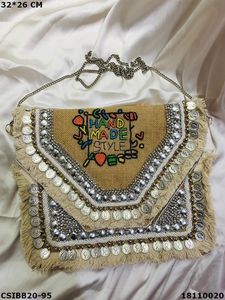高品質耐久性のあるハンドメイドジュートBoho Banjaraバッグファッションステートメントレディース & ガールズカートンオフホワイトODM - Product Image 6