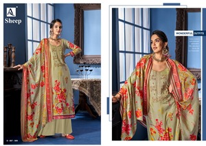 Pure <strong>Zam</strong> Digital Style Print with Fancy Embroidery and Swarovski Diamond Work Kurta with Chiffon Dupatta with Bottom Latest Sla