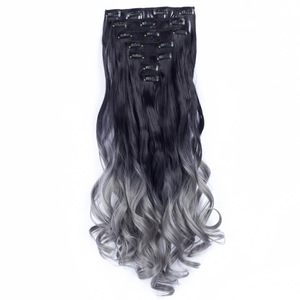 批发Ombre 7件套接发长波Ombre双色发夹合成接发 - Product Image 4
