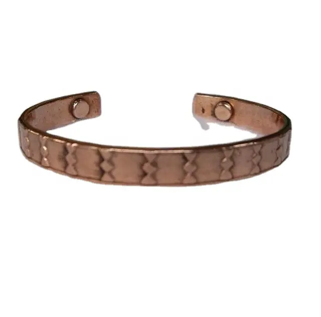 Bracelet en cuivre magnétique avec motifs pour hommes et femmes, forme carrée, il porter des effets pour la santé, Bracelets de thérapie magnétique