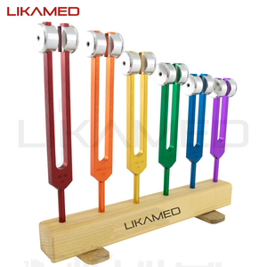 Renkli SOLFEGGIO vücut TUNING çatal seti 6 adet ile dolu ahşap standı çakra Tuning çatal setleri - Product Image 2