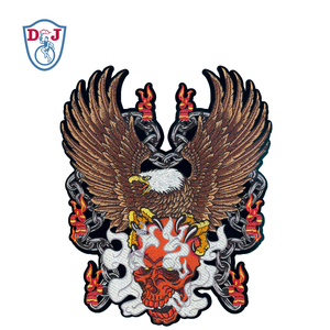 15.7&quot; Sew on Biker Back Patches Born-to-be-free <strong>Eagle</strong> <strong>Embroidery</strong> Emblem <strong>Design</strong> Large Patches for Jacket - Product Image 3