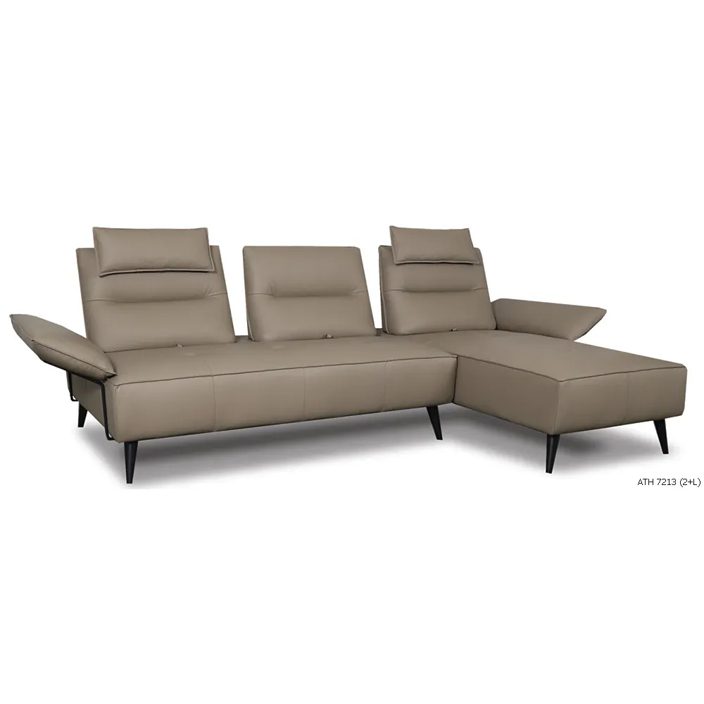 Sofa ATH 7213 Living Room Modern Home Furniture Genuine Leather Fabric Modular Design Couch Lounges 3+2+1 L-shape Malaysia