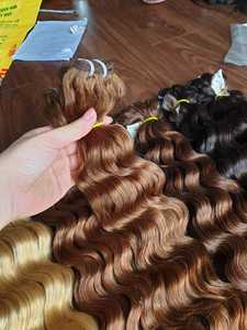 ベトナムレミーヘアエクステンションウィッグオムブレブラウン赤束深い波状二重描画