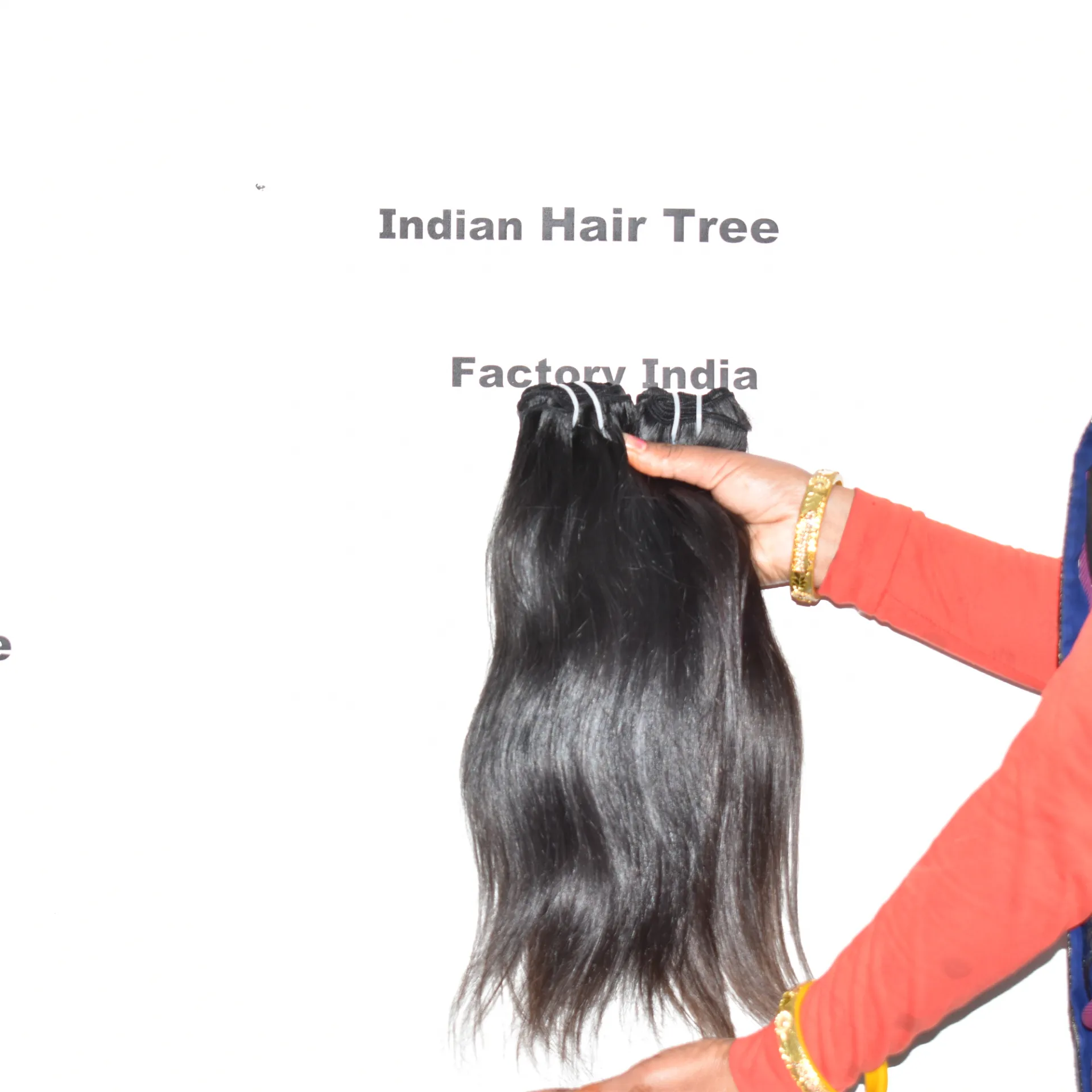 Оптовая продажа, необработанные натуральные 100% индийские прямые пучки, двойные волосы для наращивания