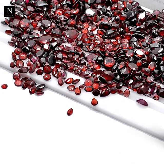 100% asli alami Campuran bentuk bermacam Garnet batu permata longgar untuk membuat perhiasan grosir batu permata Lot merah alami Garnet DIY