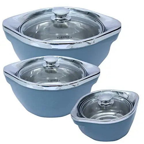 König Edelstahl Isolierte Hot Pot Food Warmer Hot Pot Auflauf Kunststoff Hot Pot bewundern 3 Set täglichen Gebrauch Auflauf