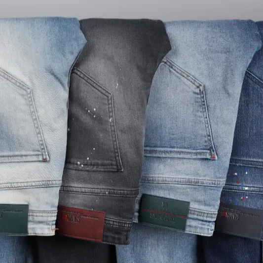 Celana Jeans Regang Pria, Celana Denim Pria Streetwear Banyak Warna dengan Uniseks