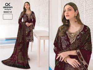 Dupatta Online alışveriş hindistan ile nakış iş Salwar Kameez ile etnik giyim Modern stil ağır Net