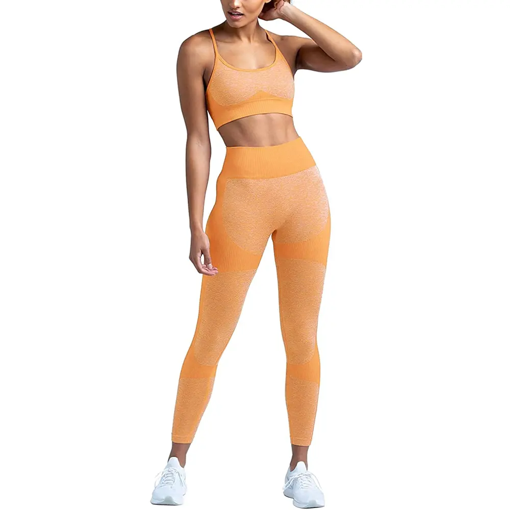 Set Celana Yoga Wanita, Celana Legging Olahraga Kebugaran Pinggang Tinggi Polos Perempuan