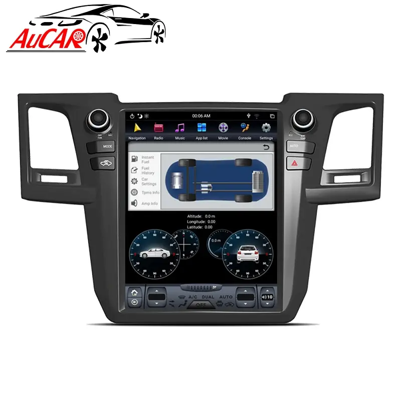 Aucar 12.1 "Verticale Stijl Android 9 Auto Radio Video Touch Screen Android Autoradio Carplay Voor Toyota Fortuner Hilux 2007-2015