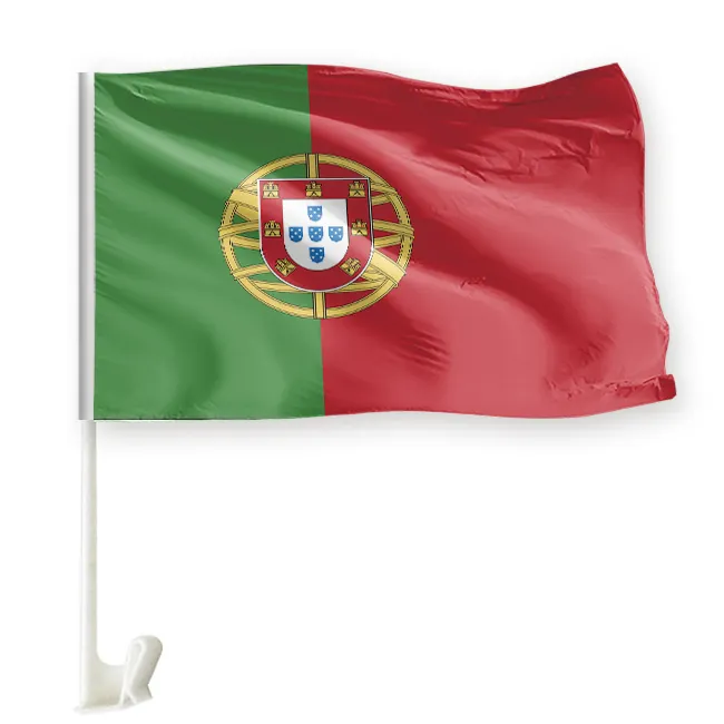 Bandera de Portugal para coche, ventana con clips para la parte trasera del mustang, poste largo, bandera del equipo de fútbol portugués, pro 2022