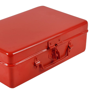 Metal Empty Tool Storage Box (25 cm X 17 cm X 8 cm <strong>Red</strong>) Home Decor Metal <strong>Trunk</strong> (Suitcase). - Product Image 1