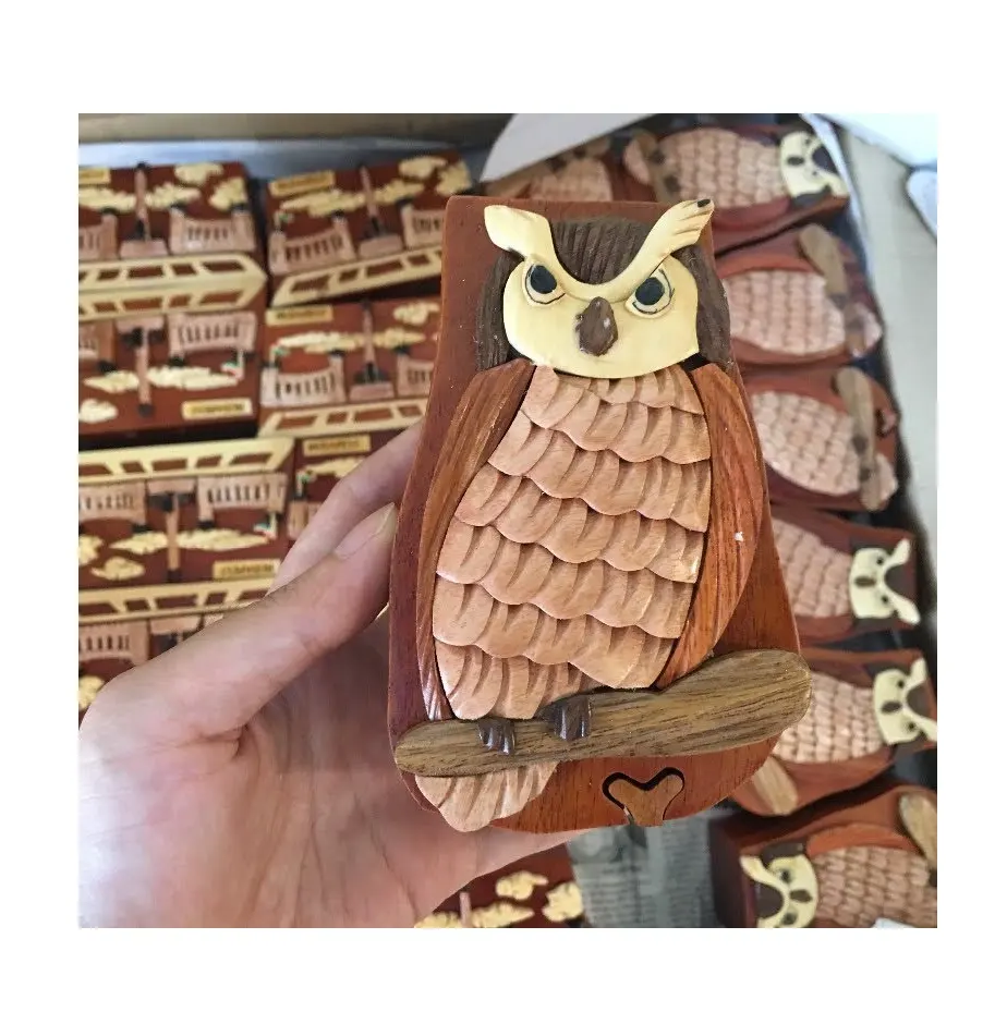 Boîte de PUZZLE en bois artisanal, sculpté en bois naturel d'animaux, nouveau DESIGN pour la SOUVENIR, bricolage