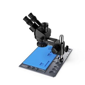 Microscopio estéreo Trinocular, 0,5X, CTV, Base de aleación de aluminio con almohadilla de silicona, Microscopio con zoom sincrónico para reparación móvil - Product Image 2