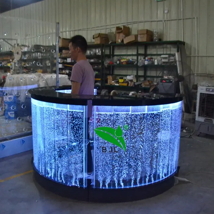 Table de comptoir pour bar, meuble pour pub ou aquarium, à bulles d'eau incurvées, en acrylique, led