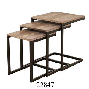 Modern <strong>Rectangular</strong> Black Iron <strong>Nesting</strong> <strong>Table</strong> Set of 3 Solid Black <strong>Tables</strong> Cheap Metal <strong>Tables</strong> Set for Sale - Product Image 3