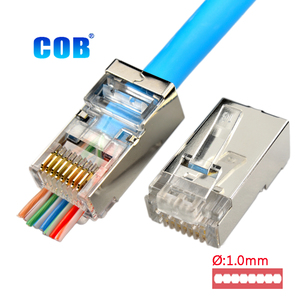 Rj45 fiş Cat6a kolay fiş korumalı STP 1Row tasarım CAT5E RJ45 ağ için Ethernet konnektörleri üzerinden geçmek - Product Image 1