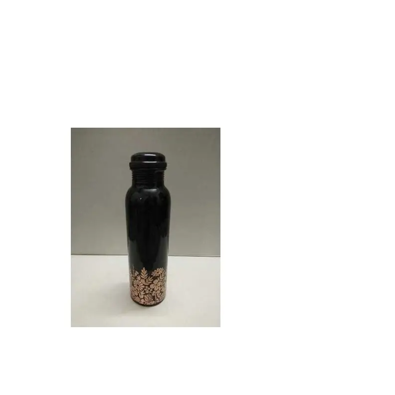 Luxury design copper water bottle black print and golden flowering design cold thermal bulk wholesale price copper water bottle