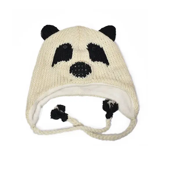 Gorro de lana hecho a mano, fabricado en nepalí/Panda, fabricante de sombreros de lana