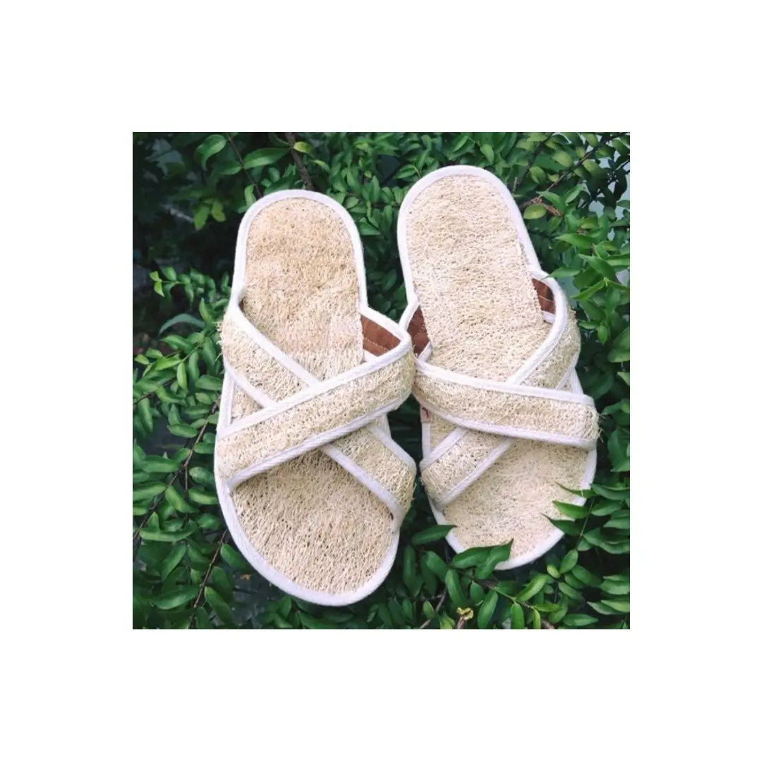 eco friendly handmade natural loofah slipper luffa spa slipper for man and lady