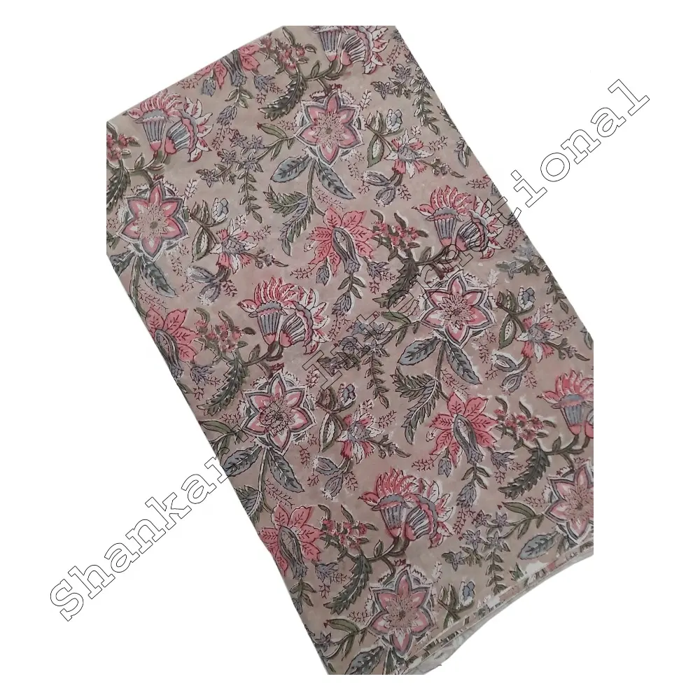 MSCF023 stampa a mano blocco tessuto di cotone lenzuolo indiano materiale abbigliamento blocco a mano Jaipuri Sanganeri stampato Designer naturale