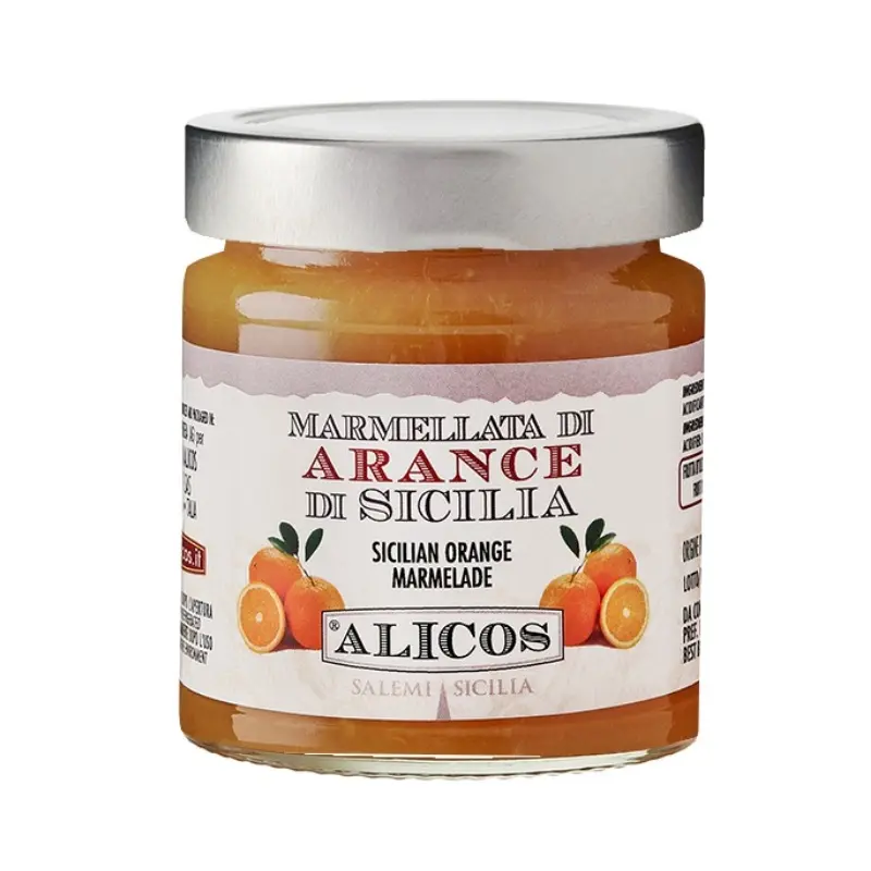 Made in Italy 100% natural jar 220 g delicate fruit preserved jam sicilian orange marmalade for sale