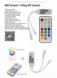 Wifi RGB, RGBW, CWRGB LED Controller Mini DC12V Mit RF 21Key Control WIFI Led Controller