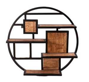 Kệ trưng bày sách, kệ để đồ tròn bằng kim loại, gỗ, sắt, sơn tĩnh điện đen, thiết kế mới nhất năm 2022, dùng cho nhà ở, trường học - Product Image 3