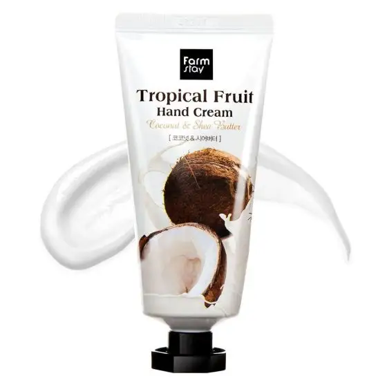 Crema de Manos cosmética coreana/fruta Tropical, coco y manteca de karité/loción hidratante de manos suave para toda la piel