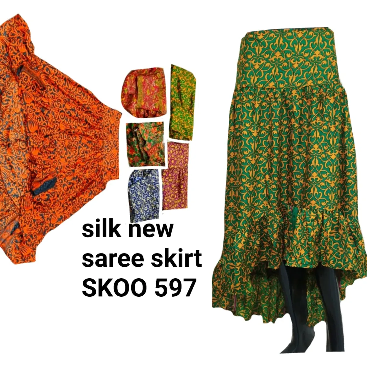 Falda larga con volantes y estampado floral, falda Bohemia tradicional de estilo occidental, volantes escalonados, multicolor, de seda, nueva