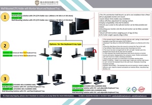 Height Adjustable <strong>Computer</strong> Wall Mount Workstation <strong>Keyboard</strong> Tray Bracket <strong>Computer</strong> and <strong>Mouse</strong> Platform Tray Wall Mounted Solution - Product Image 4