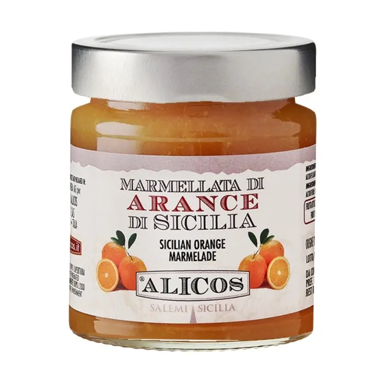 Made in Italy 100% natural jar 220 g delicate fruit preserved jam sicilian orange marmalad for sale