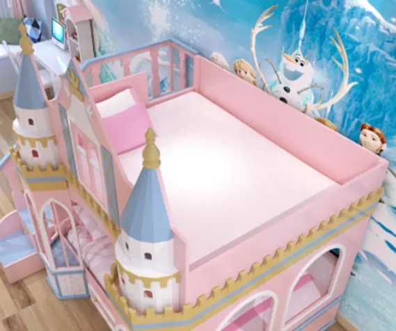 Cama de madeira sólida personalizada, cama de princesa com sonho para meninas