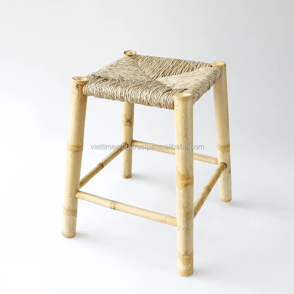 Bamboo Stool Chair woven seagrass seat, Bamboo Furniture Wholesale