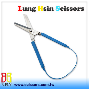 Loop Scissors Self Opening Spring Plastic DIY Smooth OEM 8 Inch TW Training Scissors with Plastic Loop Blue Handle 2.5 Mm - Product Image 5