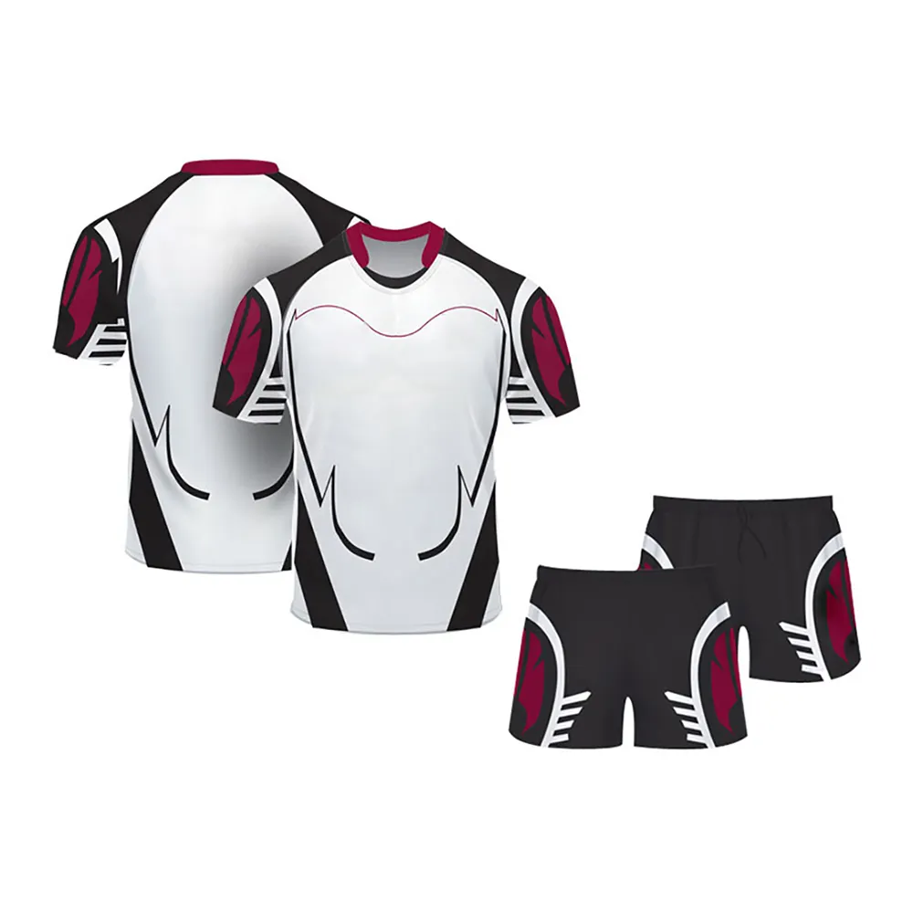 Maglia da Rugby stile professionale sublimazione personalizzata alla moda e confortevole tutto nero maniche corte nuovo stile rugby jersey