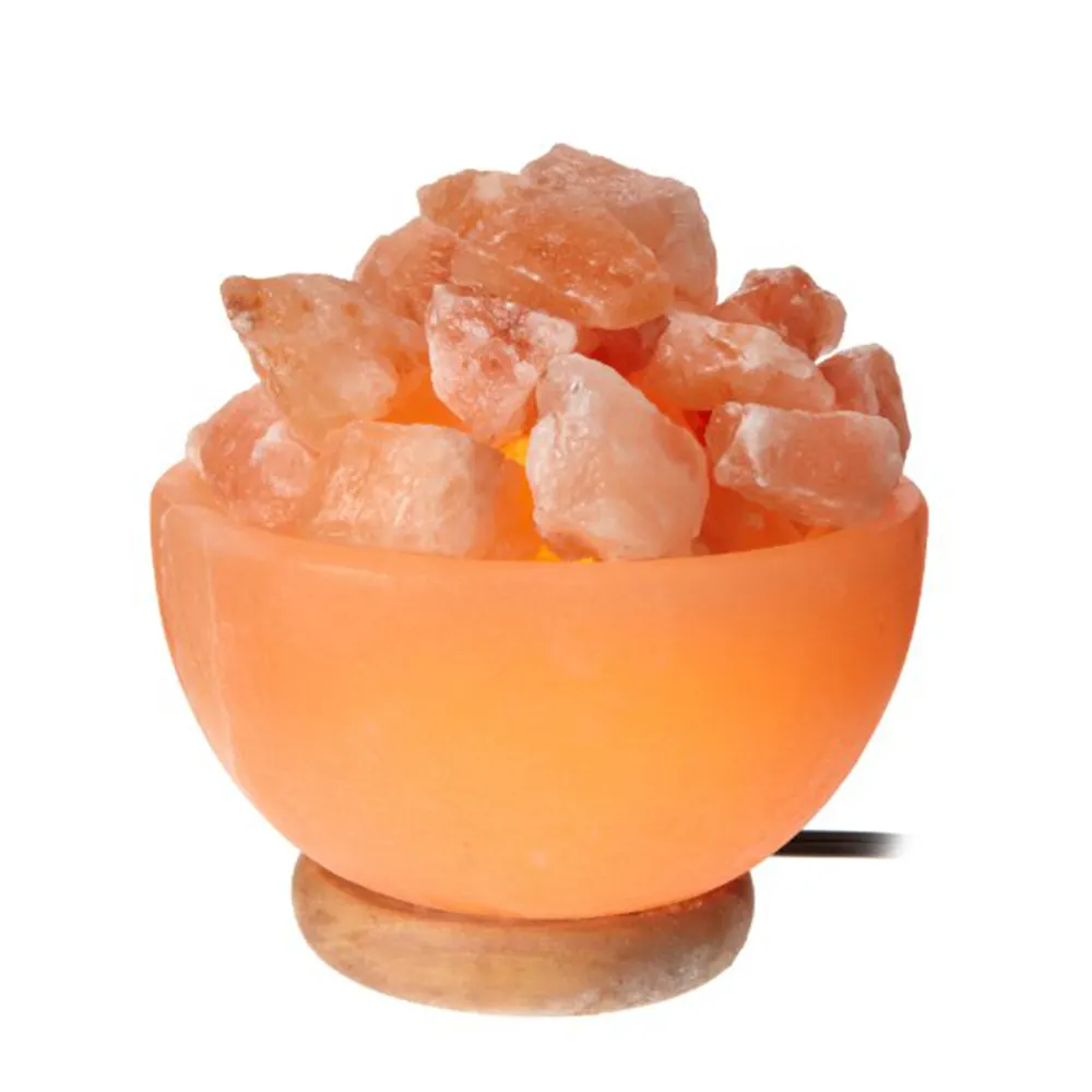 Pink Salt Stone Bowl Lampe mit natürlichen Salz stücken, authentischen und reinen Bernsteins chirm Salz lampen, ideale Geschenke mit EMV-Schnur und Glühbirne