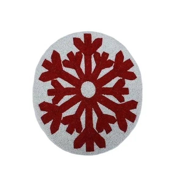 Tapetes de posición con patrones de cuentas de vidrio blanco sobre rojo, disponible en más colores y patrones, artículos de mesa
