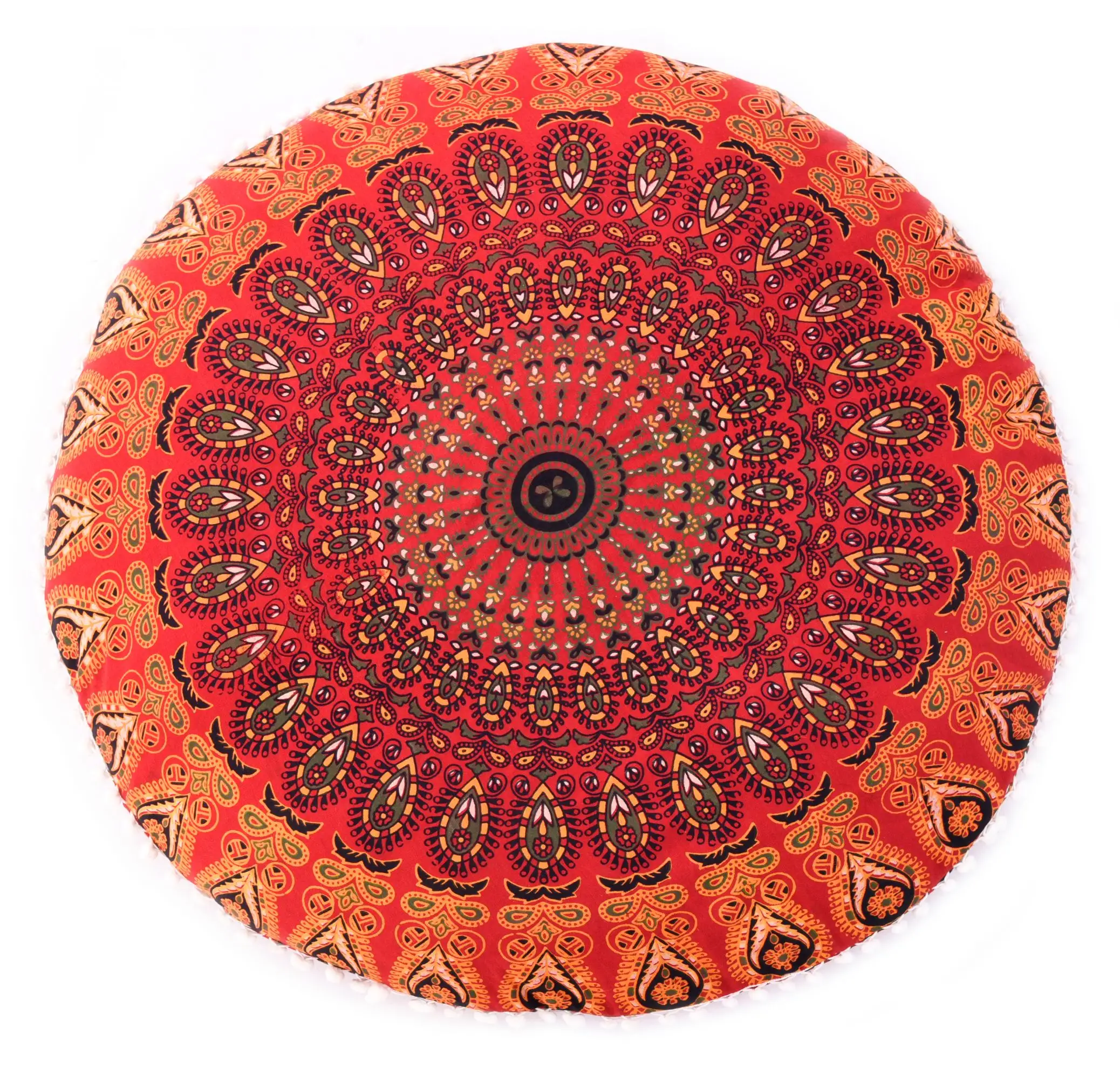 Indischen Dekorative Baumwolle Handgemachte Top Qualität Runde Blume Mandala 32 "Zoll Boden Kissen Abdeckung Kissen Fall